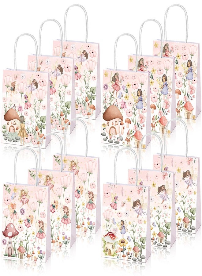 Dinifee 12 Pcs Fairy First Birthday Party Favor Bags with Handles Floral Goodie Paper Bags Floral Candy Treat Boxes Butterfly Fairy Theme Gift Boxes for Girl First Birthday Party Decoration - Image 1